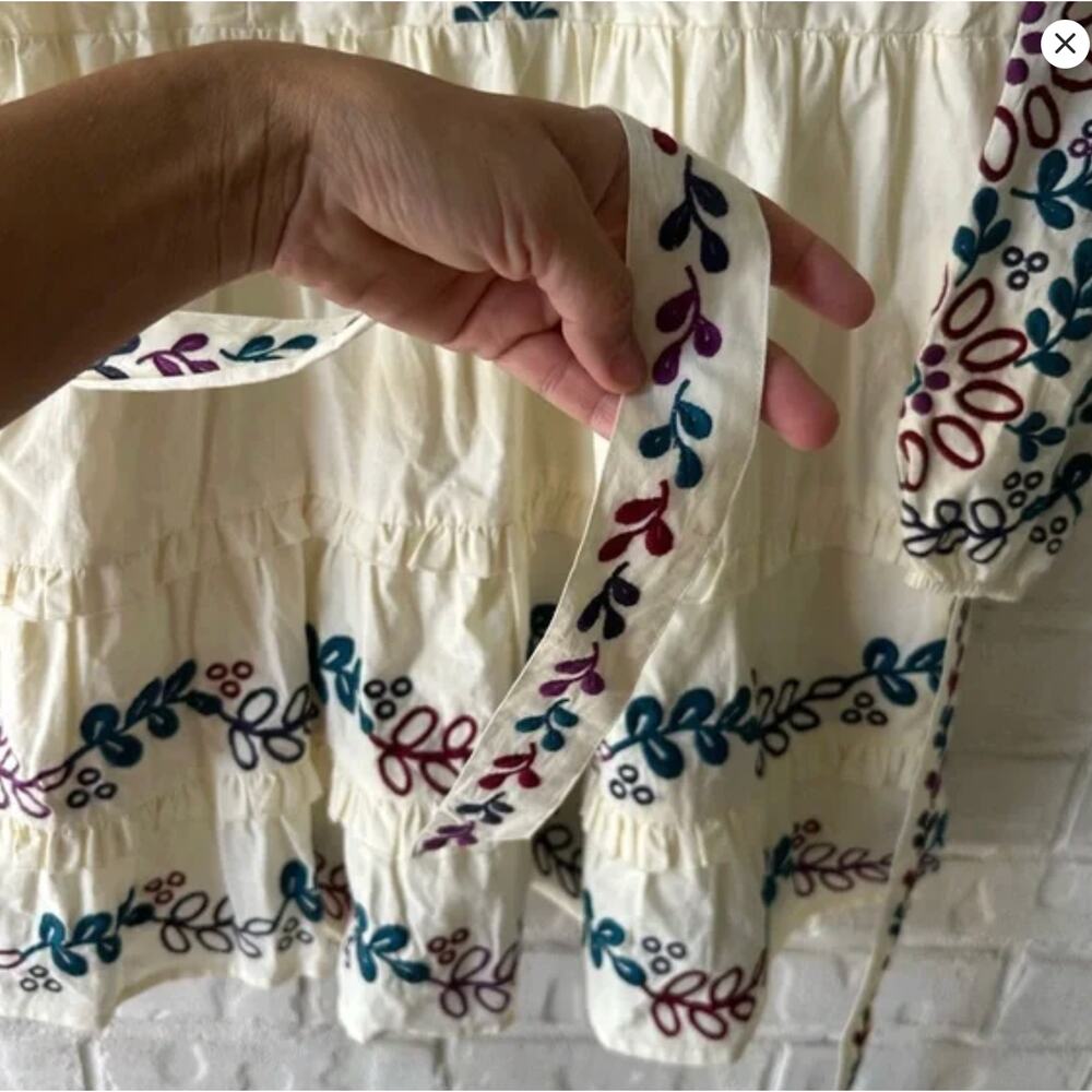 New Anthropologie Women's XL Roller Rabbit Naema Embroidered boho Mini Dress - Picture 5 of 10